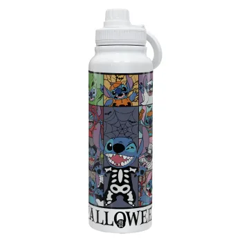 Stitch Halloween, Θερμός 1L Ανοξείδωτο με Βάση Κινητού & Διπλά Τοιχώματα