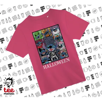 Stitch Halloween, ΡΟΖ παιδικό T-Shirt από 100% βαμβάκι, για κάθε μέρα. Vegan & OEKO-TEX πιστοποιημένο.