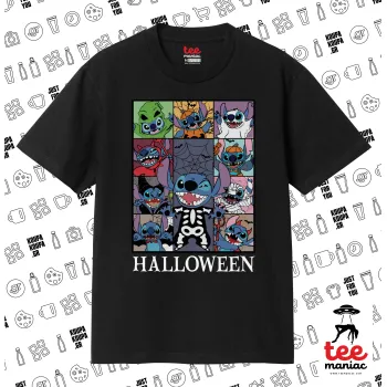 Stitch Halloween, Κλασικό T-Shirt, διπλής ραφής, χωρίς πλευρικές ραφές ΜΑΥΡΟ από 100% βαμβάκι. Vegan & OEKO-TEX πιστοποιημένο.