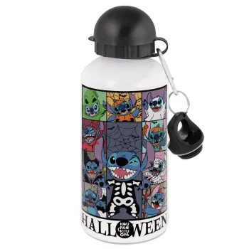 Stitch Halloween, Μεταλλικό παγούρι νερού, Λευκό, αλουμινίου 500ml