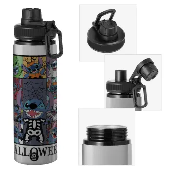 Stitch Halloween, Μεταλλικό παγούρι νερού με καπάκι ασφαλείας, αλουμινίου 850ml