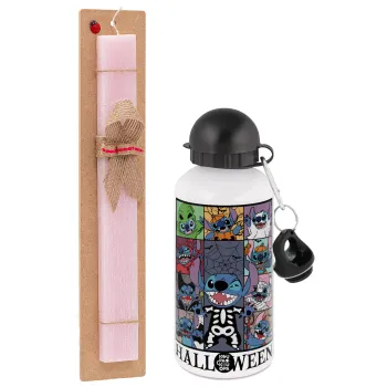 Stitch Halloween, Easter Set, metallic aluminum bottle (500ml) & aromatic flat Easter candle (30cm) (PINK)