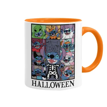 Stitch Halloween, Mug colored orange, ceramic, 330ml