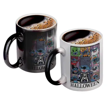 Stitch Halloween, Κούπα Μαγική, κεραμική, 330ml που αλλάζει χρώμα με το ζεστό ρόφημα