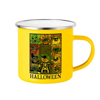 Stitch Halloween, Κούπα Μεταλλική εμαγιέ Κίτρινη 360ml
