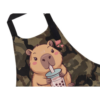 Capybara Bubble Tea, Ποδιά Σεφ με τσέπες, Βαμβακερή, Camouflage (ΕΝΗΛΙΚΩΝ, 100% COTTON)