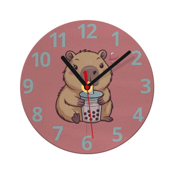 Capybara Bubble Tea, Ρολόι τοίχου γυάλινο (20cm)