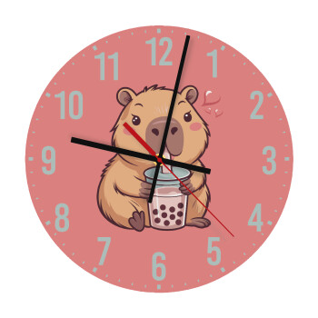 Capybara Bubble Tea, Ρολόι τοίχου ξύλινο (30cm)