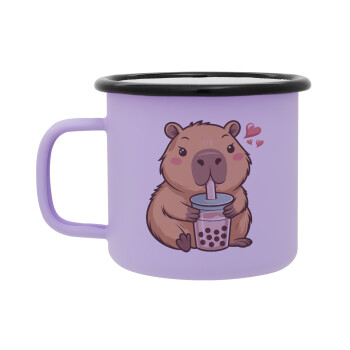 Capybara Bubble Tea, Κούπα Μεταλλική εμαγιέ ΜΑΤ Light Pastel Purple 360ml