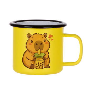 Capybara Bubble Tea, Κούπα Μεταλλική εμαγιέ ΜΑΤ Κίτρινη 360ml