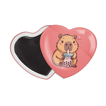 Capybara Bubble Tea, Μαγνητάκι καρδιά (57x52mm)