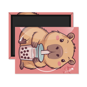 Capybara Bubble Tea, Ορθογώνιο μαγνητάκι ψυγείου διάστασης 9x6cm