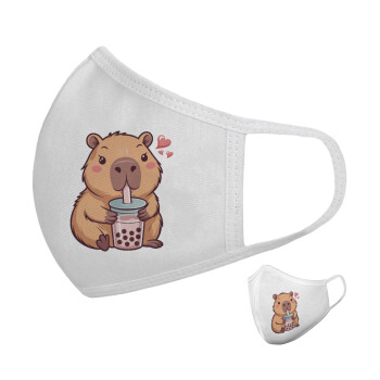 Capybara Bubble Tea, Μάσκα υφασμάτινη υψηλής άνεσης παιδική (Δώρο πλαστική θήκη)
