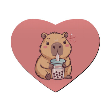 Capybara Bubble Tea, Mousepad καρδιά 23x20cm