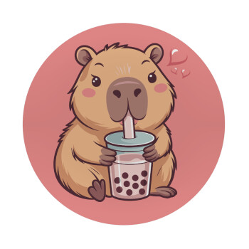 Capybara Bubble Tea, Mousepad Round 20cm