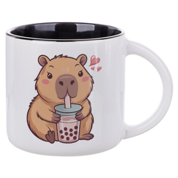 Capybara Bubble Tea, Κούπα κεραμική 400ml Λευκή/Μαύρη