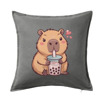 Capybara Bubble Tea, Sofa cushion Grey 50x50cm includes filling