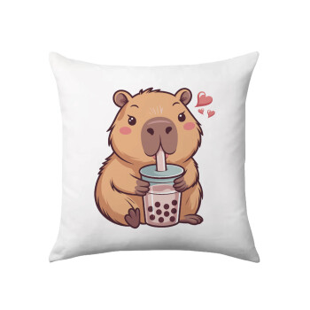 Capybara Bubble Tea, Sofa cushion 40x40cm includes filling