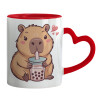 Mug heart red handle, ceramic, 330ml