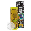 Neon Yellow Travel Tumbler, with metal straw (Stainless steel 304 Food grade, BPA free, 600ml)