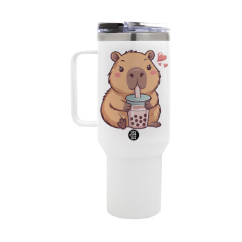 Capybara Bubble Tea, Mega Tumbler με καπάκι, διπλού τοιχώματος (θερμό) 1,2L