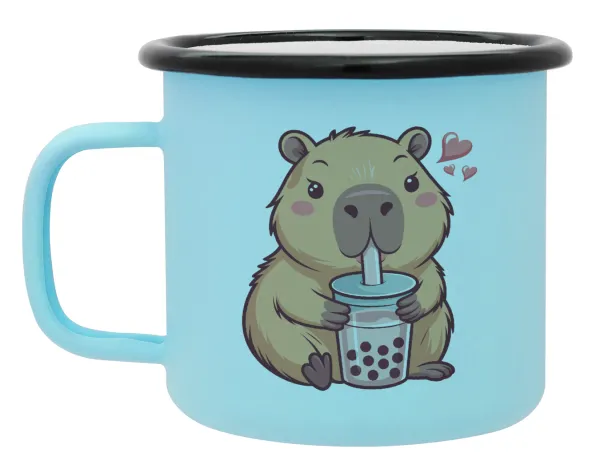 Capybara Bubble Tea — Κούπα Μεταλλική εμαγιέ ΜΑΤ σιέλ 360ml