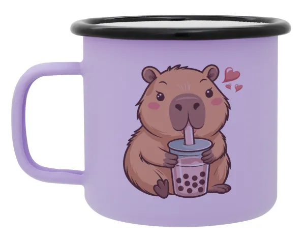 Capybara Bubble Tea — Κούπα Μεταλλική εμαγιέ ΜΑΤ Light Pastel Purple 360ml