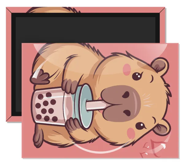 Capybara Bubble Tea — Ορθογώνιο (9x6cm)