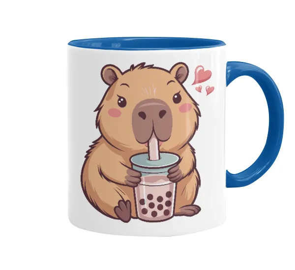 Capybara Bubble Tea — Κούπα χρωματιστή μπλε, κεραμική, 330ml