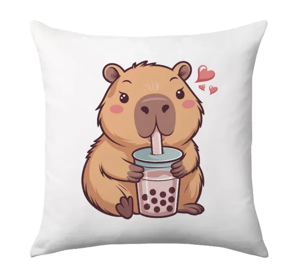 Capybara Bubble Tea — Μαξιλάρι καναπέ 40x40cm περιέχεται το  γέμισμα