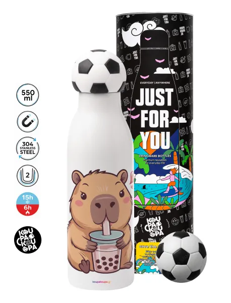 Capybara Bubble Tea — Soccer Metal mug thermos, double wall, 550ml