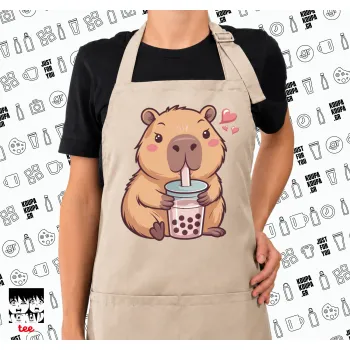 Capybara Bubble Tea, Ποδιά μακριά Σεφ ολόσωμη με τσέπες SAND (ΕΝΗΛΙΚΩΝ)