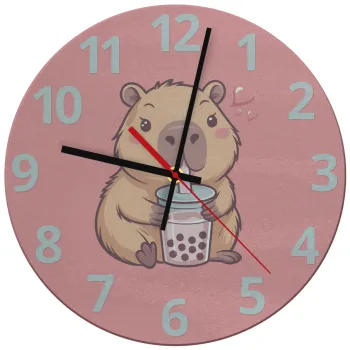 Capybara Bubble Tea, Ρολόι τοίχου γυάλινο (30cm)