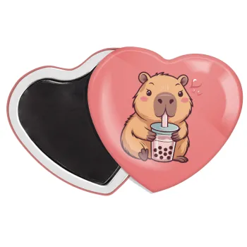 Capybara Bubble Tea, Μαγνητάκι καρδιά (57x52mm)