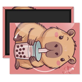 Capybara Bubble Tea, Ορθογώνιο μαγνητάκι ψυγείου διάστασης 9x6cm