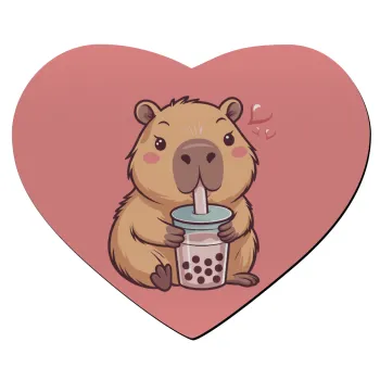 Capybara Bubble Tea, Mousepad καρδιά 23x20cm