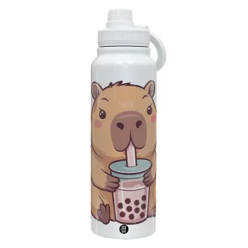 Capybara Bubble Tea, Θερμός 1L Ανοξείδωτο με Βάση Κινητού & Διπλά Τοιχώματα