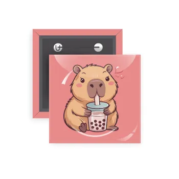 Capybara Bubble Tea, Κονκάρδα παραμάνα τετράγωνη 5x5cm