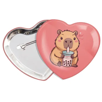 Capybara Bubble Tea, Κονκάρδα παραμάνα καρδιά (57x52mm)