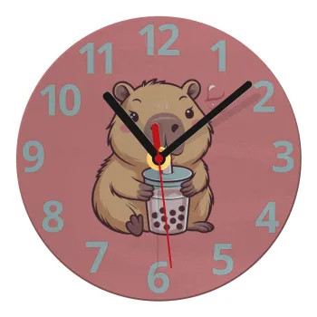 Capybara Bubble Tea, Ρολόι τοίχου γυάλινο (20cm)