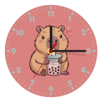 Capybara Bubble Tea, Wooden wall clock (20cm)