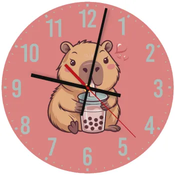Capybara Bubble Tea, Ρολόι τοίχου ξύλινο (30cm)