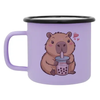 Capybara Bubble Tea, Κούπα Μεταλλική εμαγιέ ΜΑΤ Light Pastel Purple 360ml