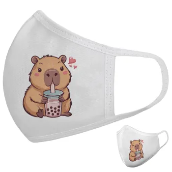 Capybara Bubble Tea, Μάσκα υφασμάτινη υψηλής άνεσης παιδική (Δώρο πλαστική θήκη)