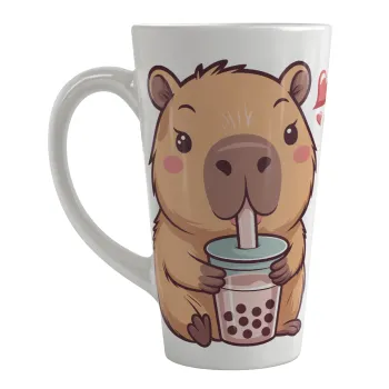 Capybara Bubble Tea, Κούπα κωνική Latte Μεγάλη, κεραμική, 450ml