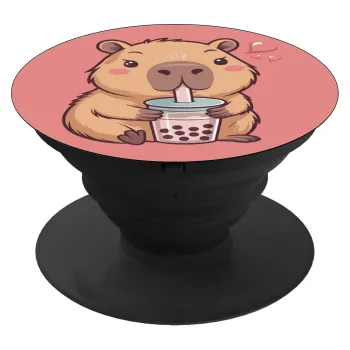 Capybara Bubble Tea, Phone Holders Stand  Black Hand-held Mobile Phone Holder