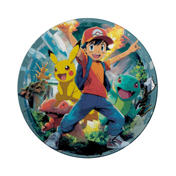 Ash Ketchum & Pikachu, Επιφάνεια κοπής γυάλινη στρογγυλή (30cm)
