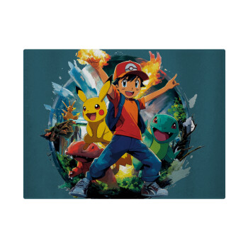 Ash Ketchum & Pikachu, Επιφάνεια κοπής γυάλινη (38x28cm)