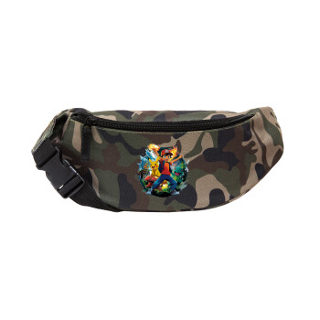 Ash Ketchum & Pikachu, Unisex waist bag (banana) in Jungle camouflage color with 2 pockets