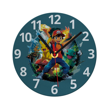 Ash Ketchum & Pikachu, Ρολόι τοίχου γυάλινο (20cm)